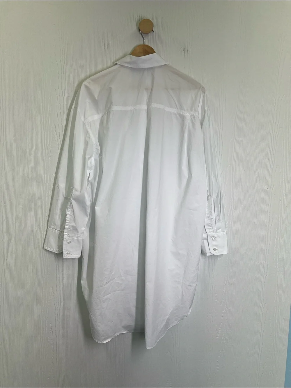 Zara - White Button Down Long Sleeve Collared Blouse Oversized Size M - L
